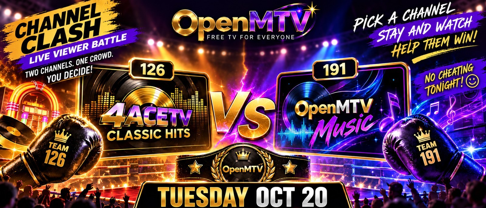 Channel Clash: 4ACETV Classic Hits channel 126 versus OpenMTV Music channel 191
